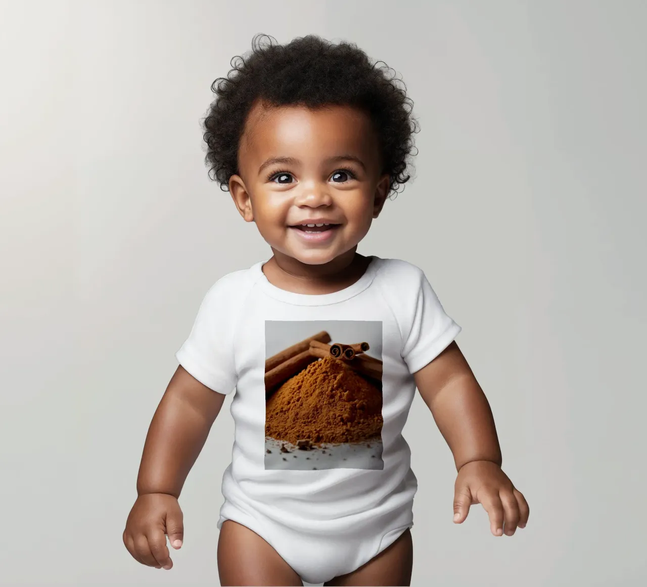 Zimtstangen und gemahlener Zimt elegant aufgeschichtet Kurzarm Babybody von DesignDoodle