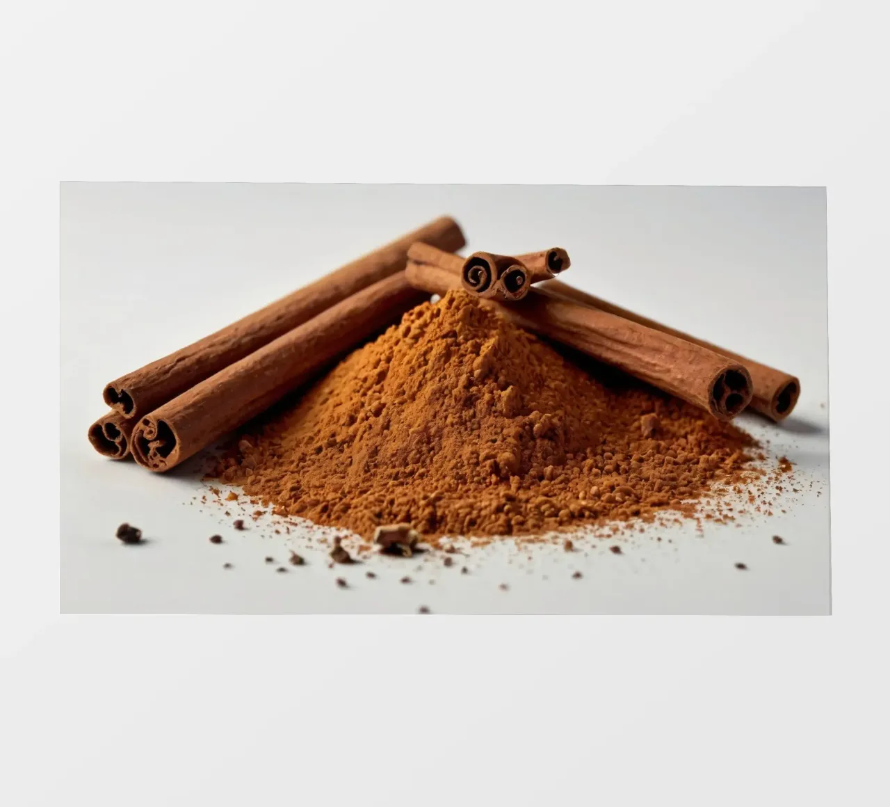 Cinnamon sticks and ground cinnamon pile arranged elegantly photo wallpaper by DesignDoodle