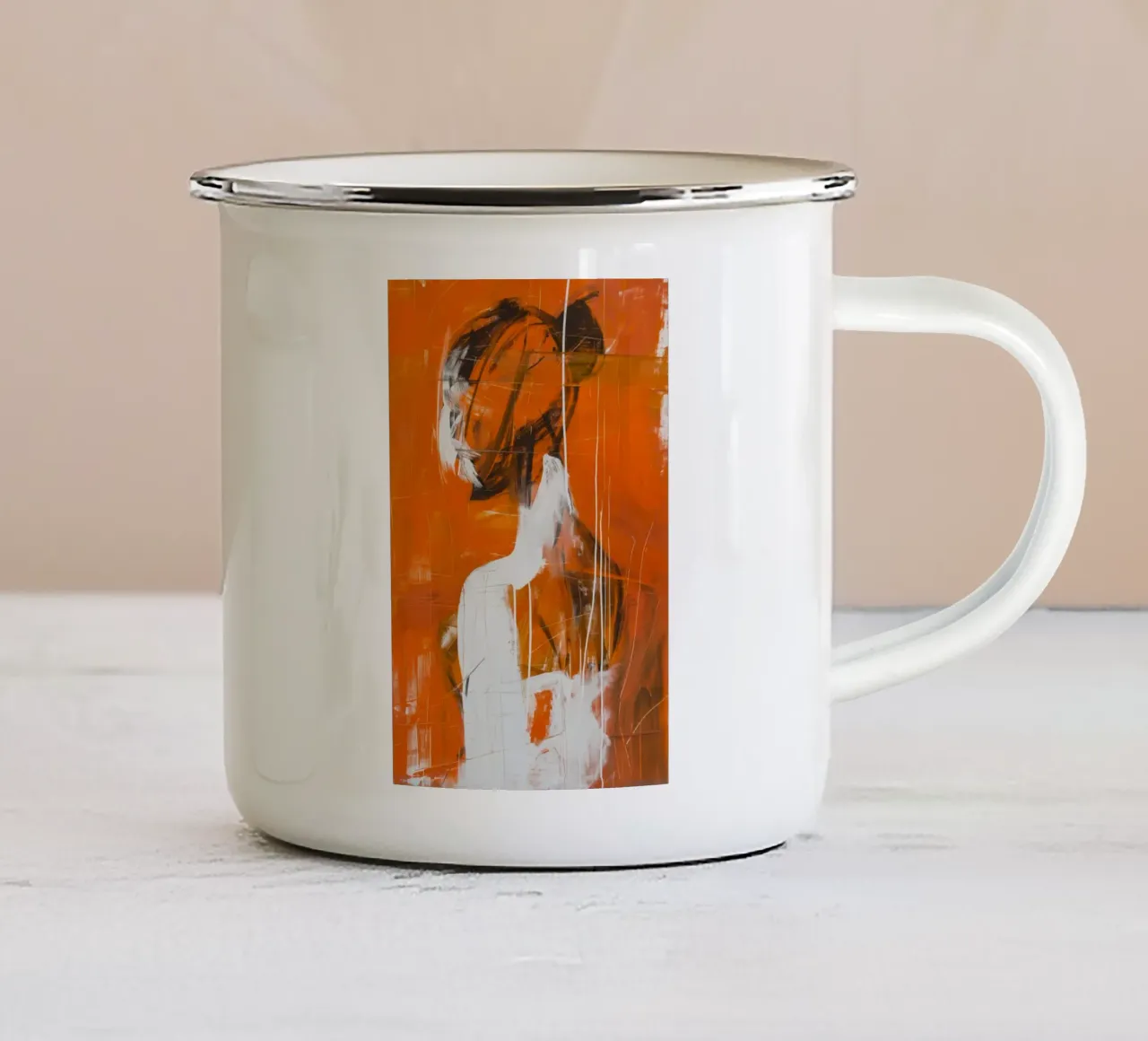 Figura femminile astratta tazza in smalto da Imagine