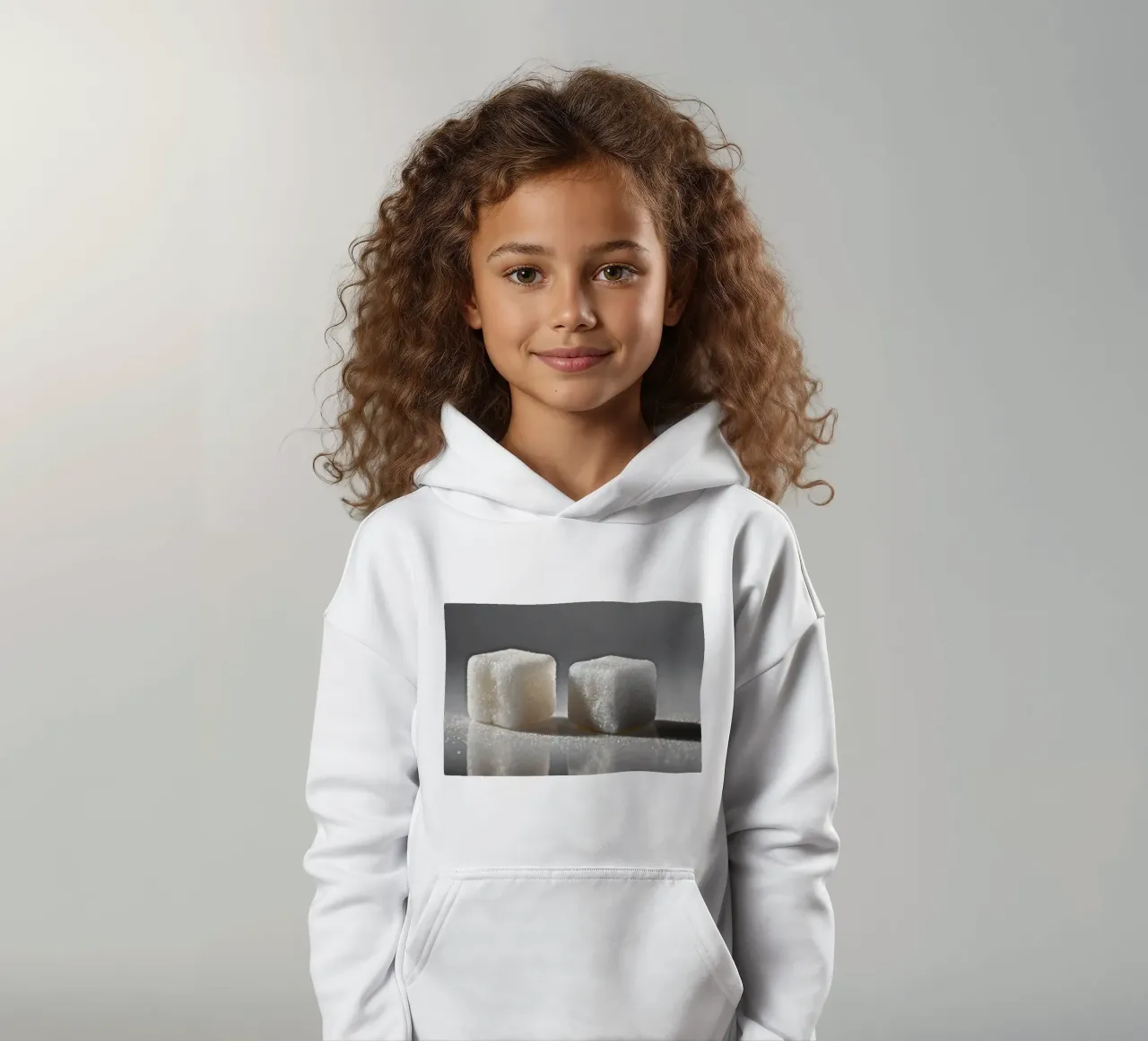 Due zollette di zucchero su una superficie riflettente con luci soffuse felpa bambino con cappuccio da DesignDoodle