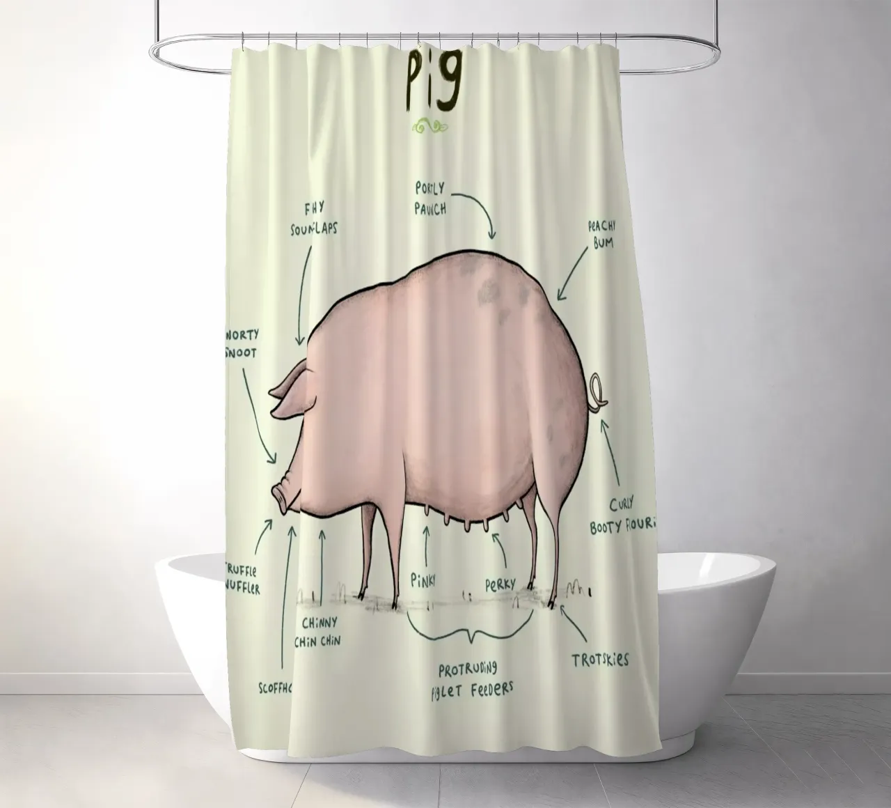 Anatomy Of A Pig tenda da doccia da Sophie Corrigan