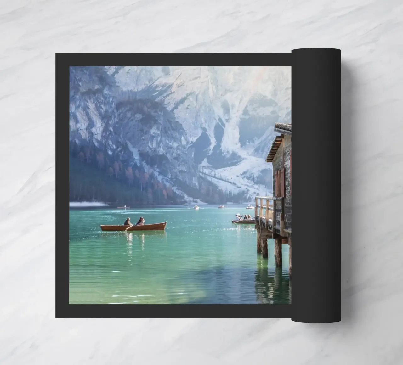 Lake Braies in Autumn – Dolomites Nature Photography Print doormat by Dagmar Pels