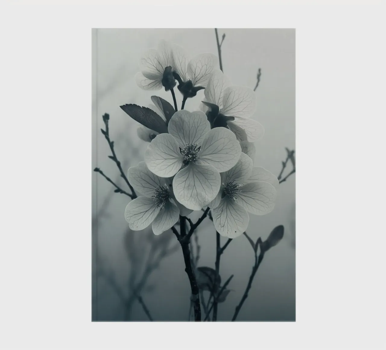 Blume in Grautönen Notizbuch von Imagine
