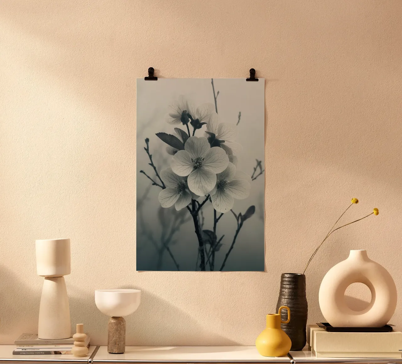 Bloem in grijstinten hahnemühle van Imagine