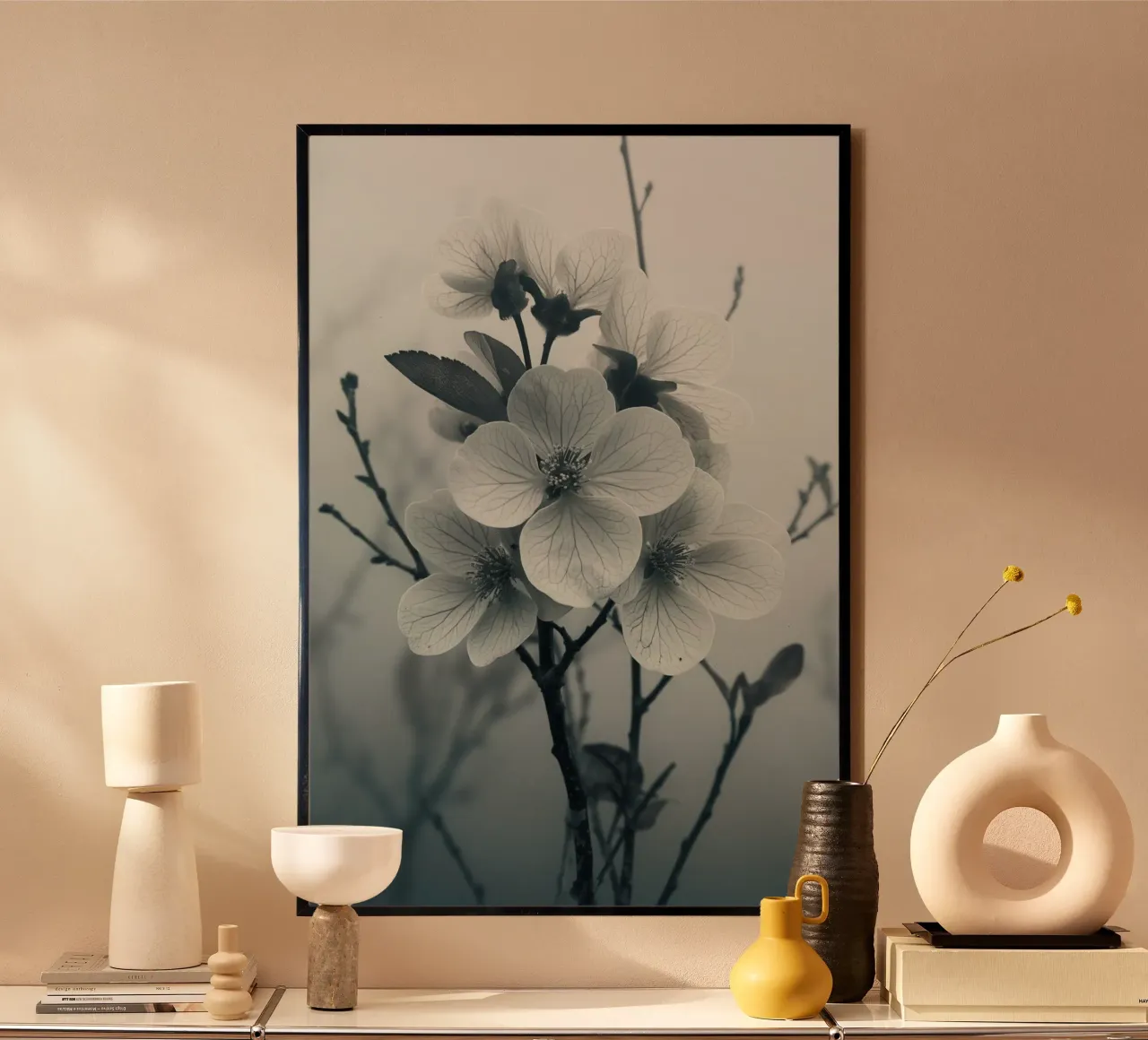 Bloem in grijstinten hahnemühle van Imagine