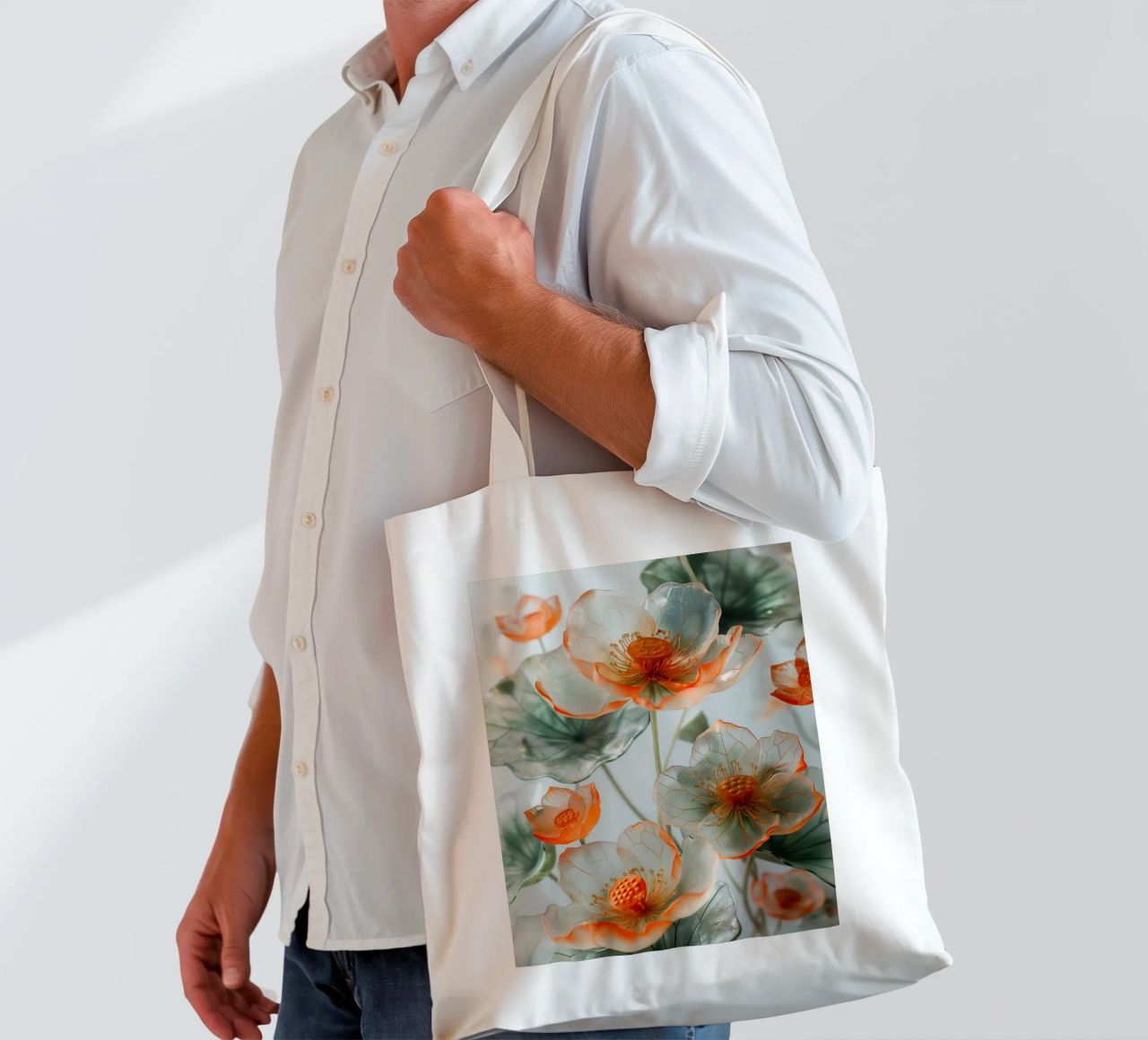 Fiori trasparenti borsa in juta da Imagine