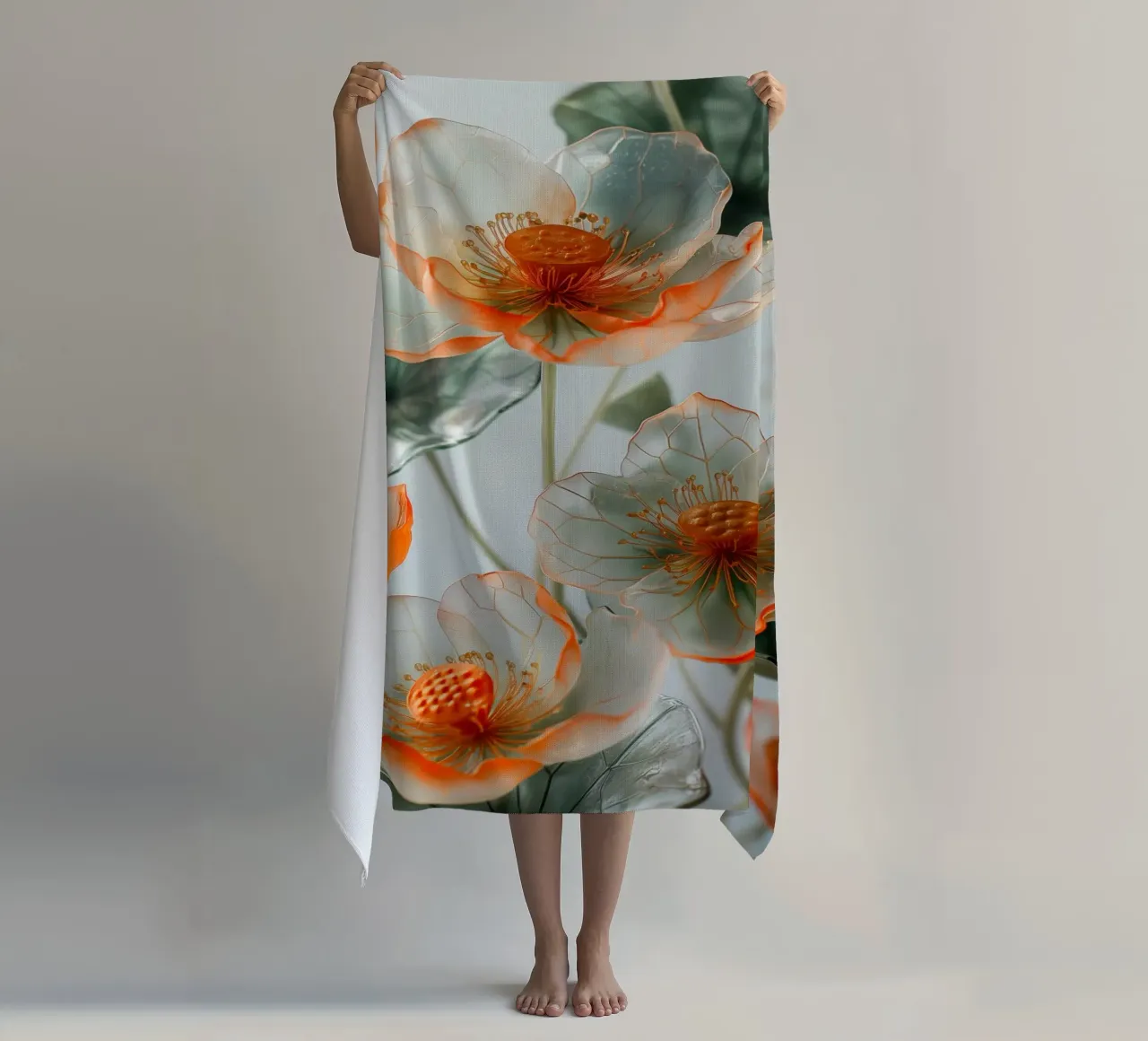Doorzichtige bloemen strandhanddoek van Imagine