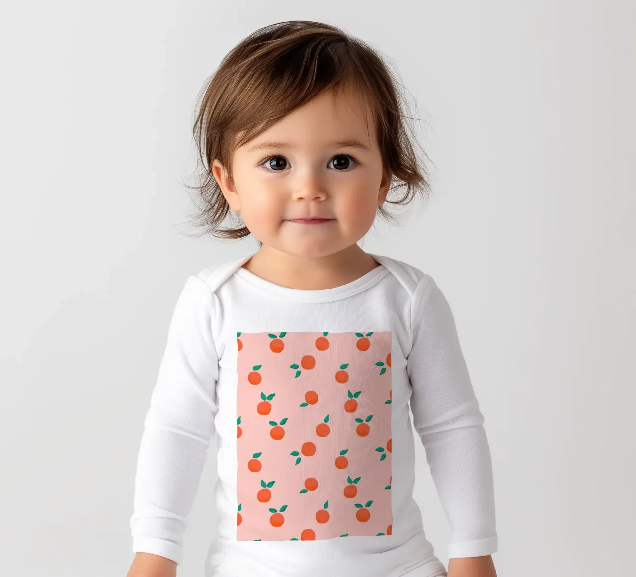 Fresh Summer Orange Fruit Pattern long-sleeve baby romper by showmemars