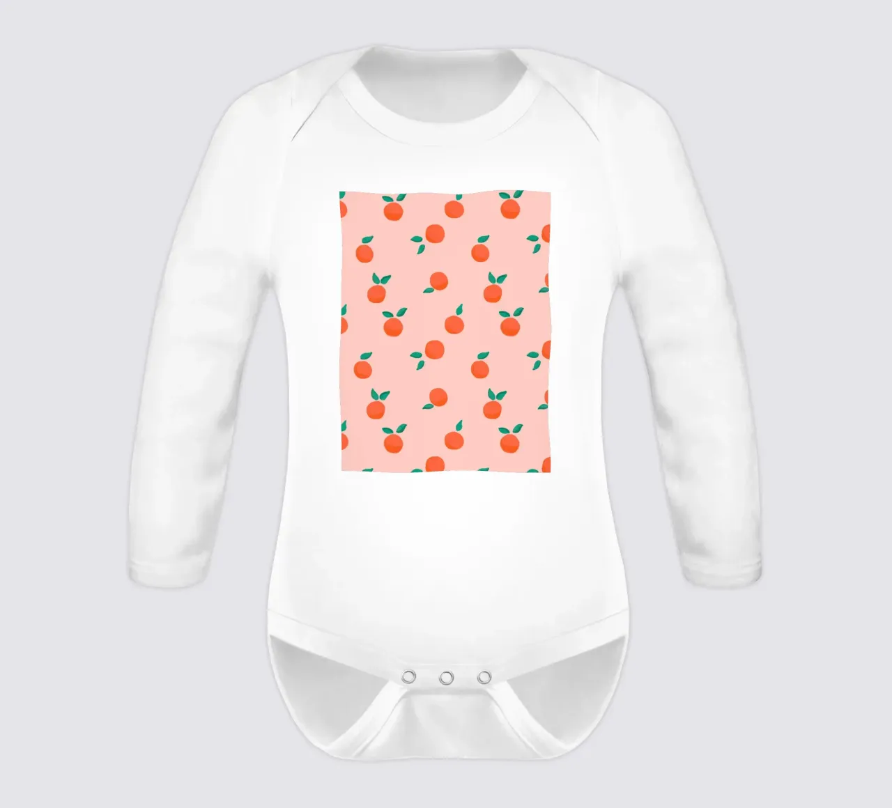 Fresh Summer Orange Fruit Pattern long-sleeve baby romper by showmemars