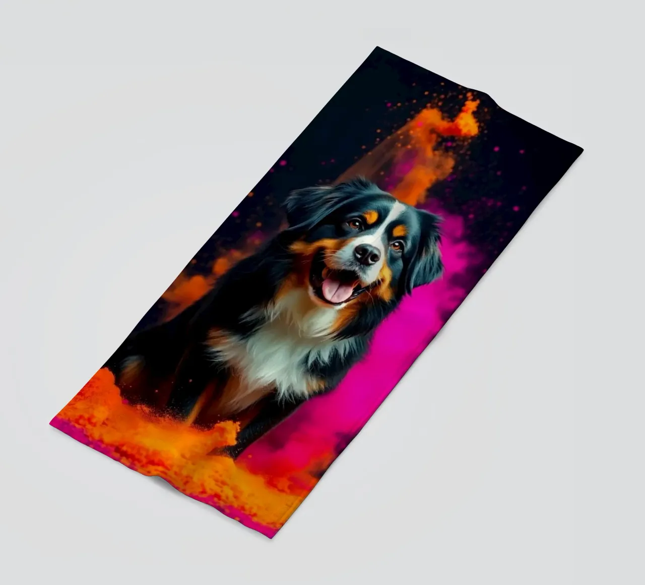 The colorful Bernese Mountain Dog #134 beach towel by Yumis.Beargang.and.Me