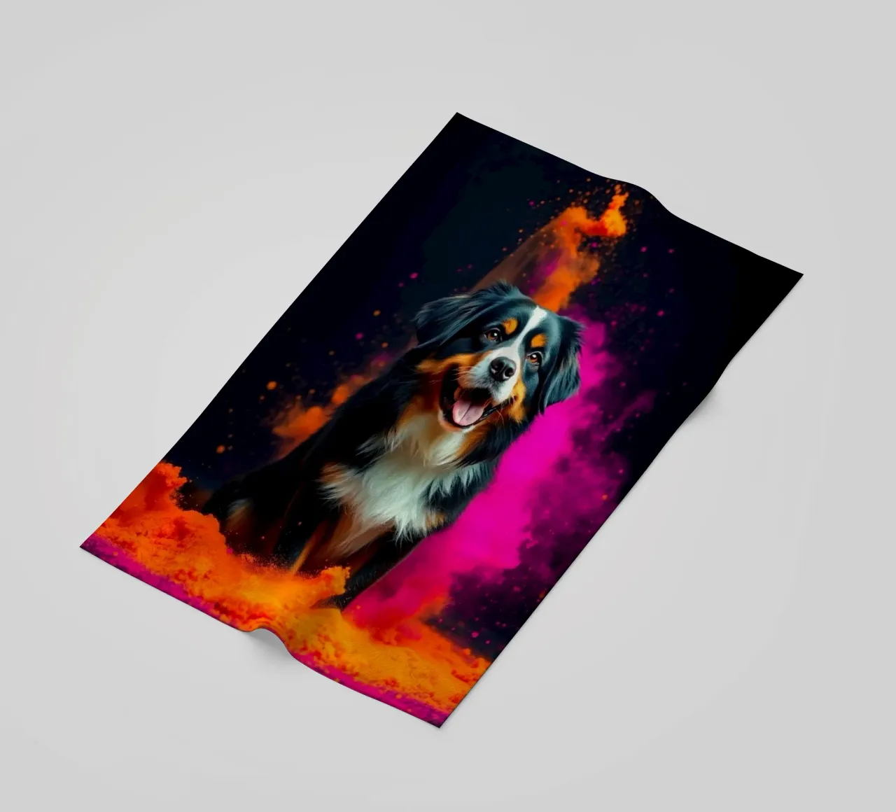 The colorful Bernese Mountain Dog #134 beach towel by Yumis.Beargang.and.Me
