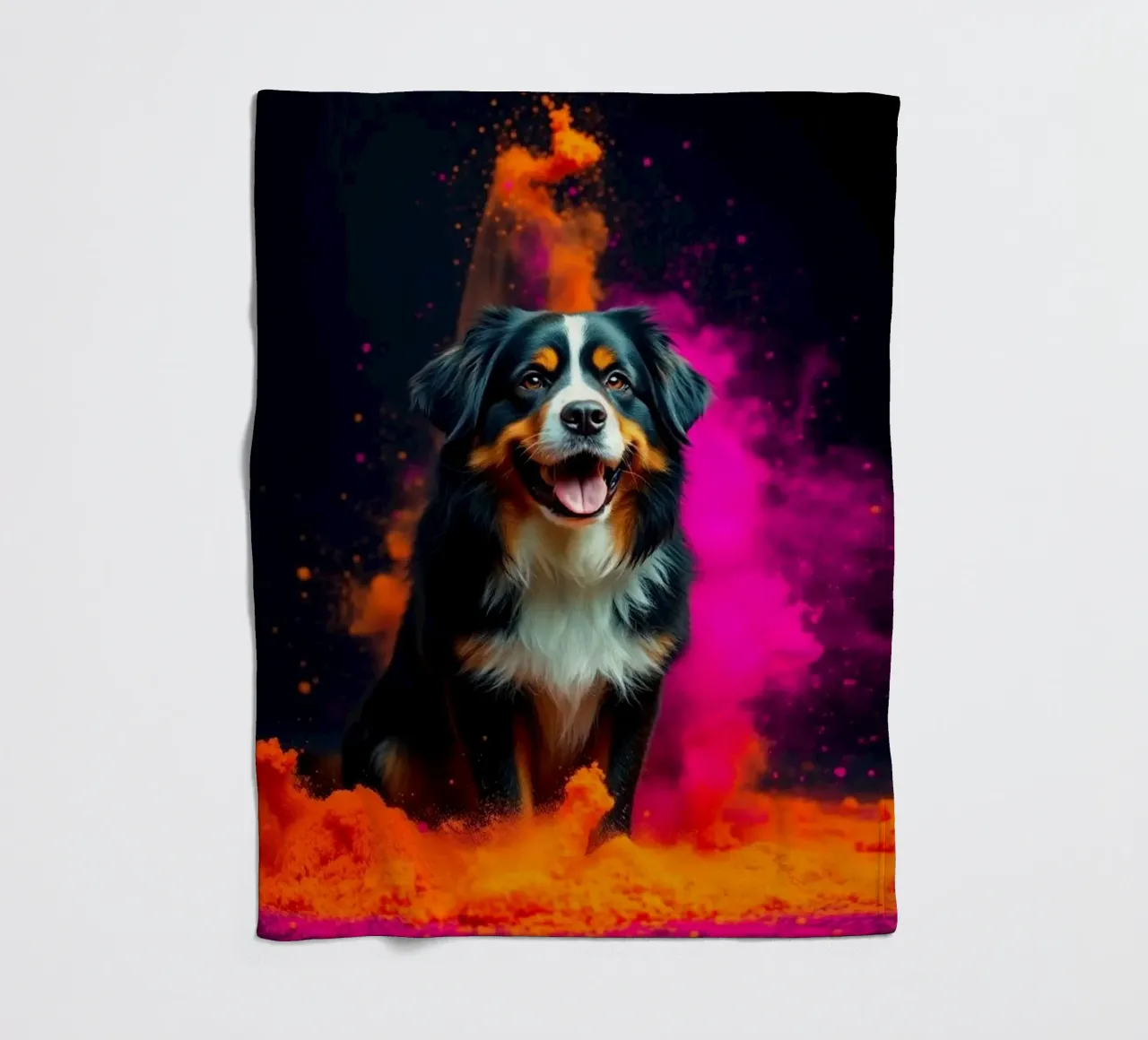 The colorful Bernese Mountain Dog #134 fleece blanket by Yumis.Beargang.and.Me