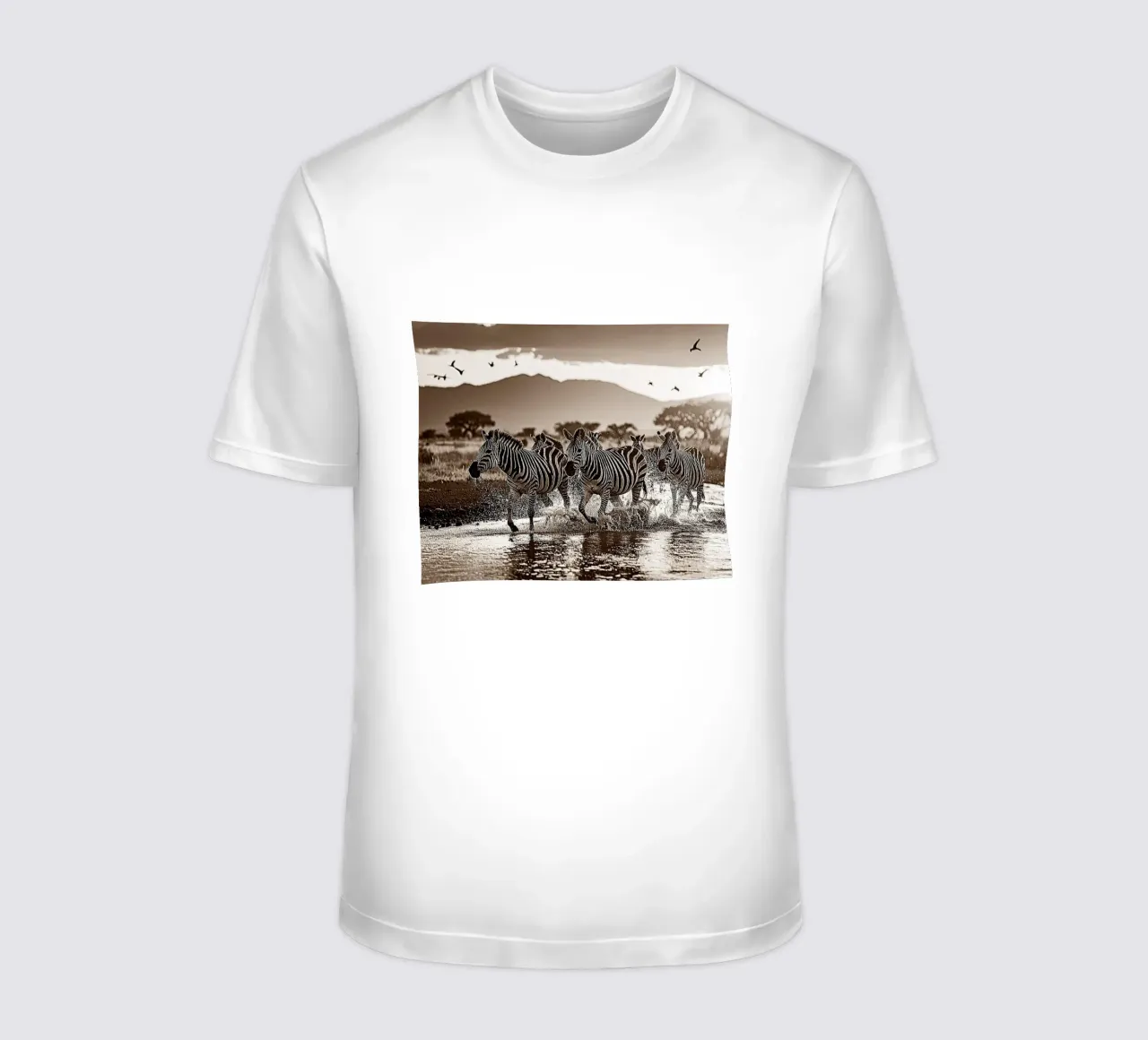 TROUPEAU DE ZEBRES. Sépia relief t-shirt by Thierry vobmann photography