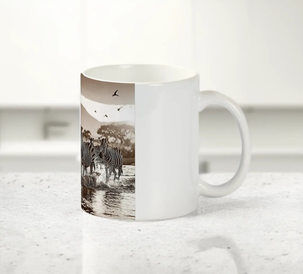 TROUPEAU DE ZEBRES. Sépia relief tazza in ceramica da Thierry vobmann photography