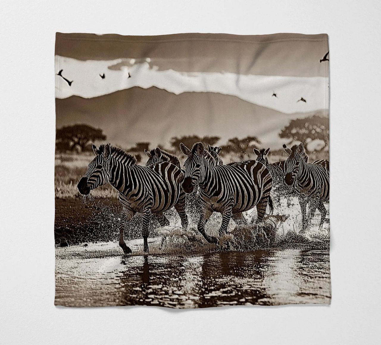 TROUPEAU DE ZEBRES. Sépia relief coperta in pile da Thierry vobmann photography