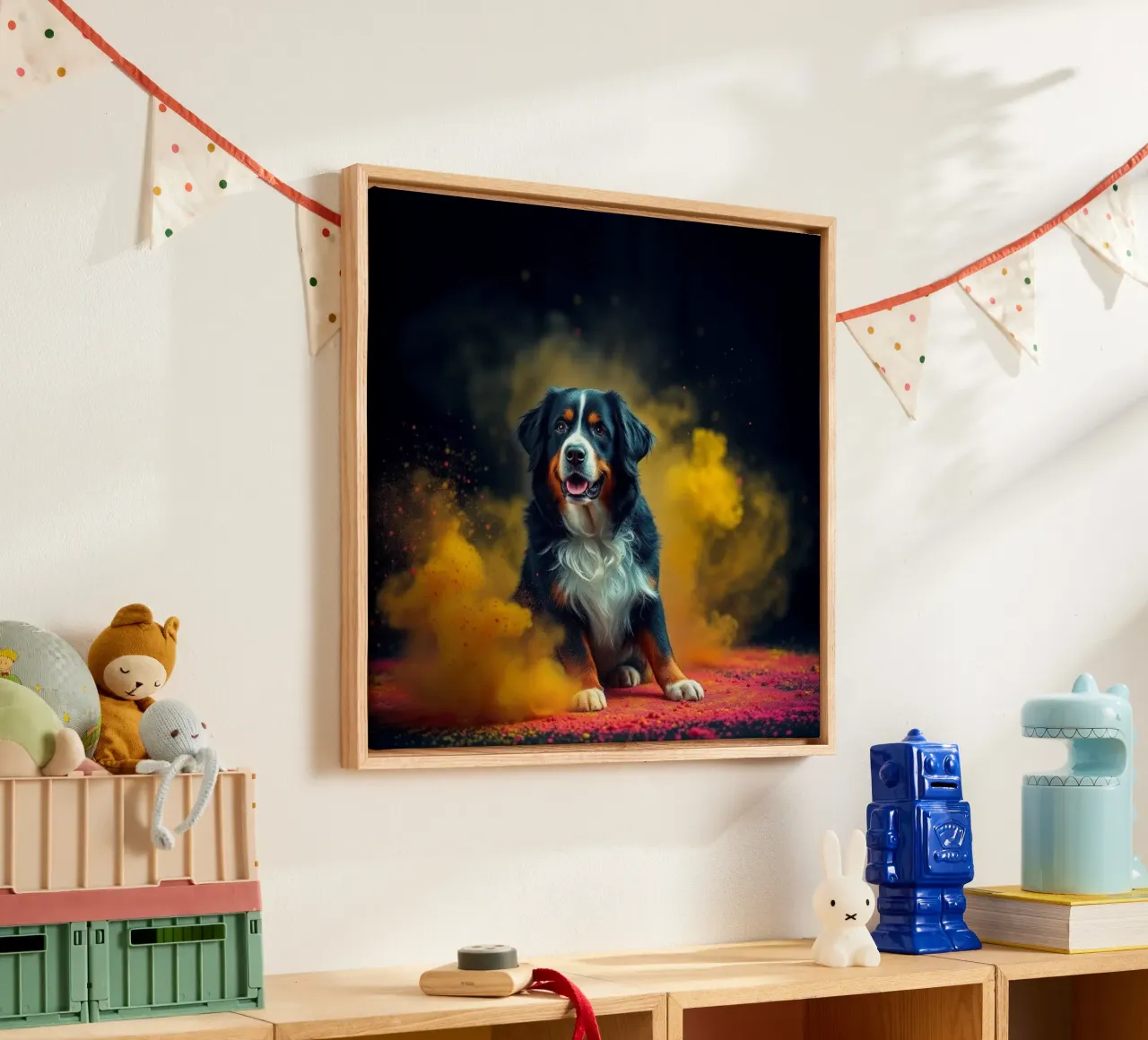 The colorful Bernese Mountain Dog #135 canvas by Yumis.Beargang.and.Me
