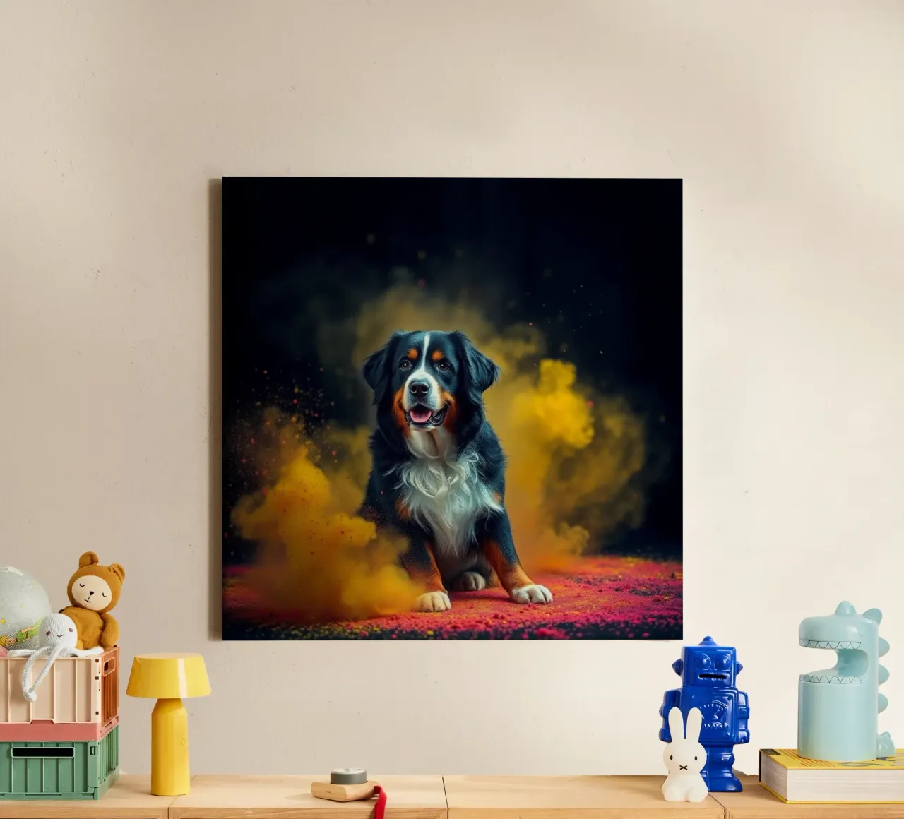 The colorful Bernese Mountain Dog #135 canvas by Yumis.Beargang.and.Me