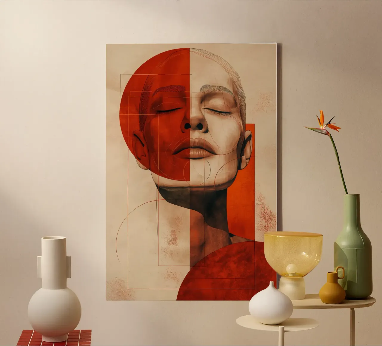 Abstracte vrouw canvas met Baklijst van Imagine