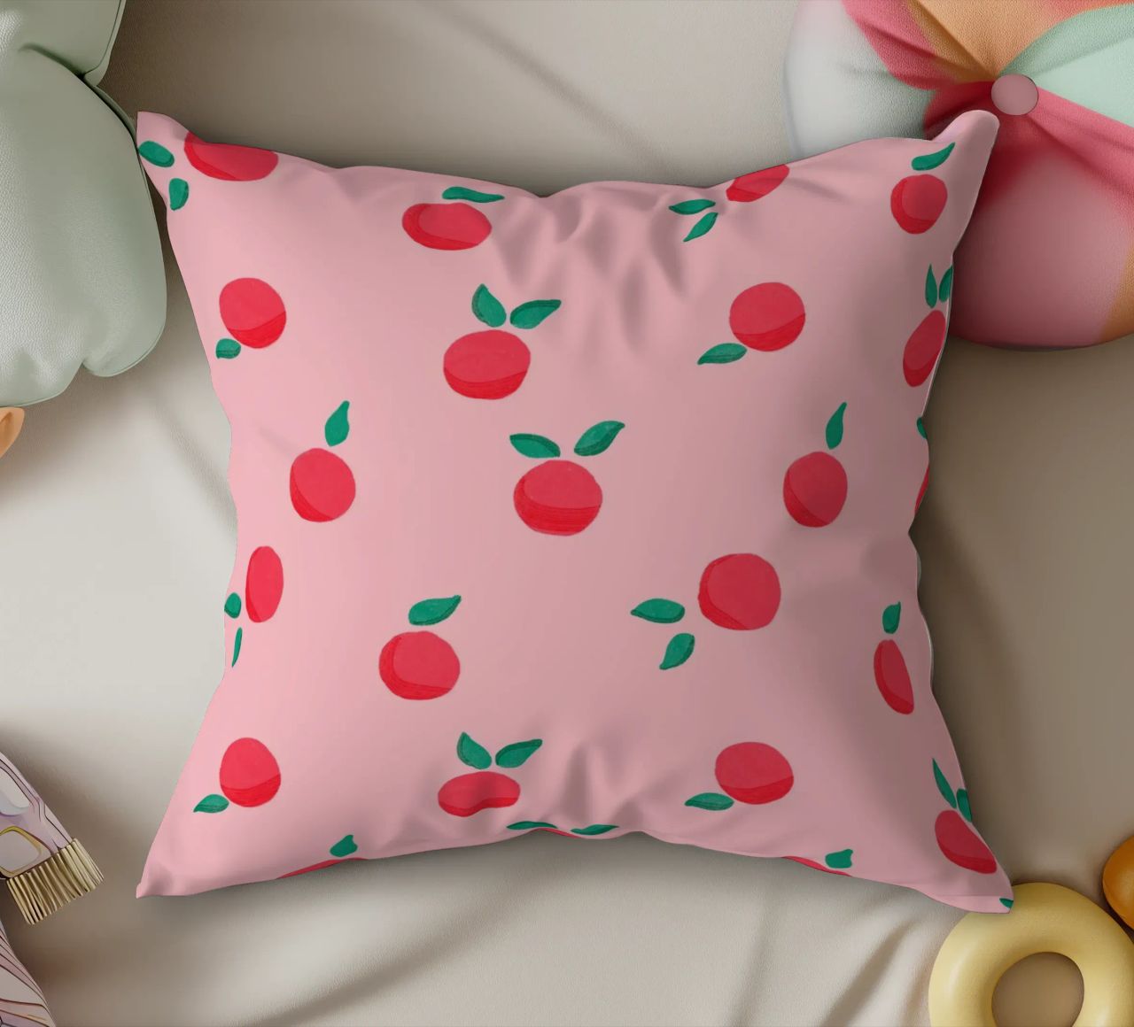 Fresh Summer Peach Fruit Pattern cuscino da showmemars