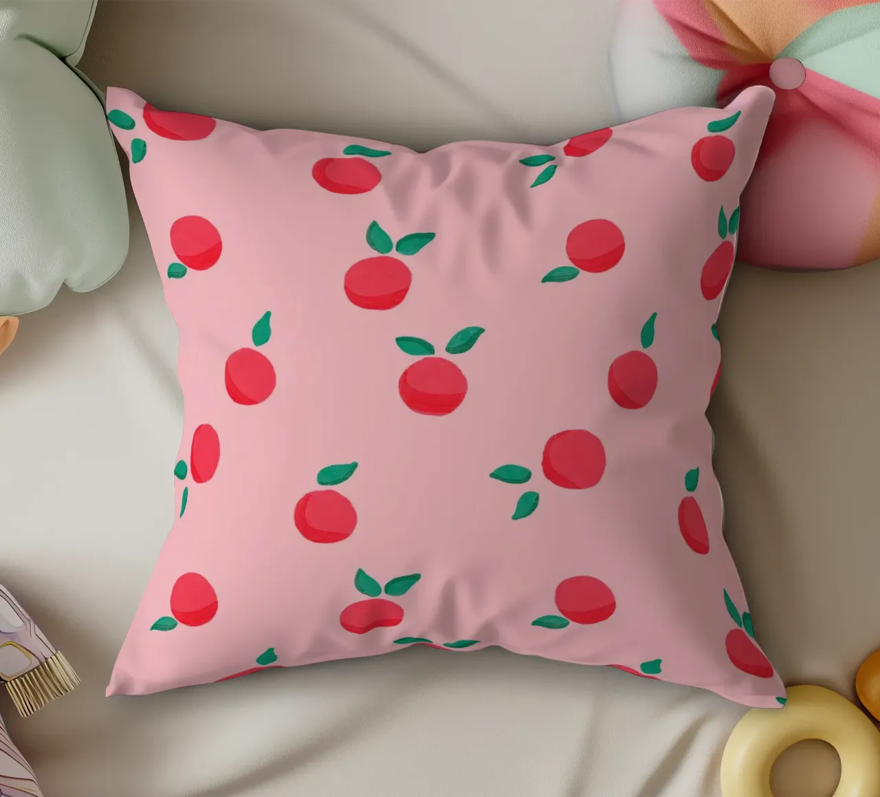 Fresh Summer Peach Fruit Pattern cuscino da showmemars