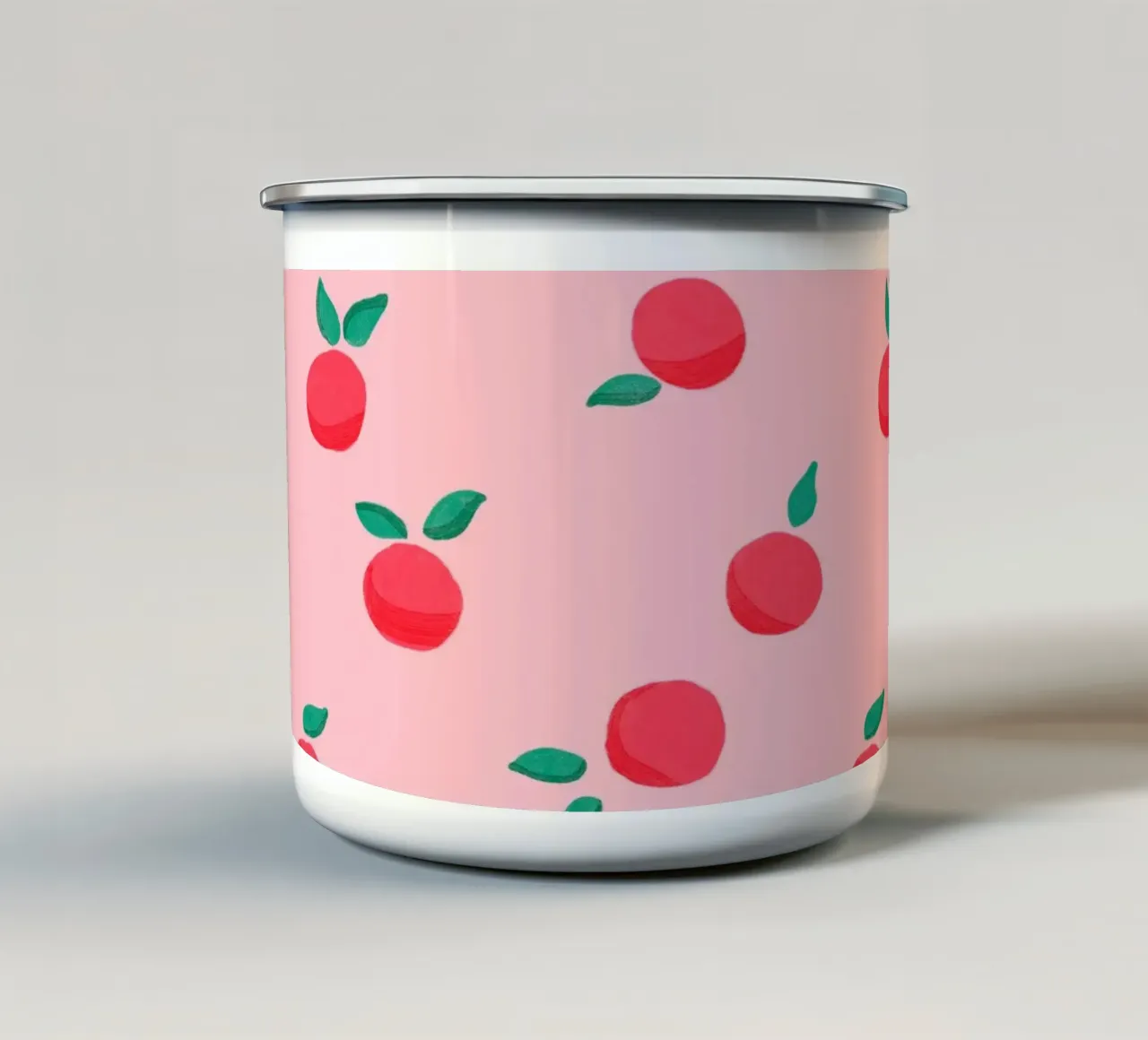 Fresh Summer Peach Fruit Pattern taza de esmalte de showmemars