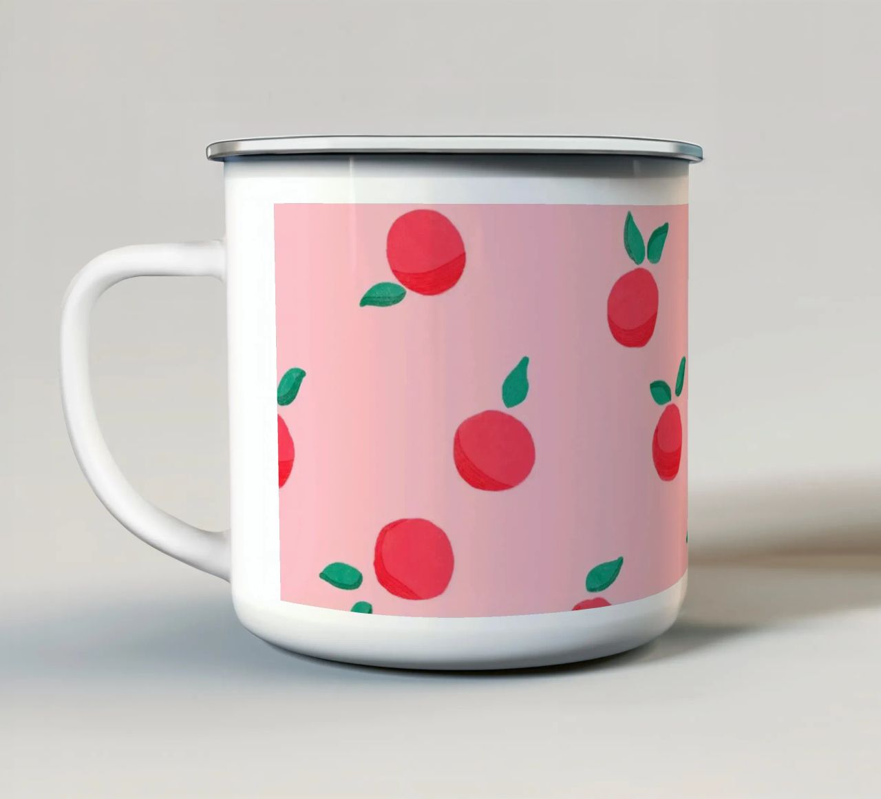 Fresh Summer Peach Fruit Pattern tazza in smalto da showmemars