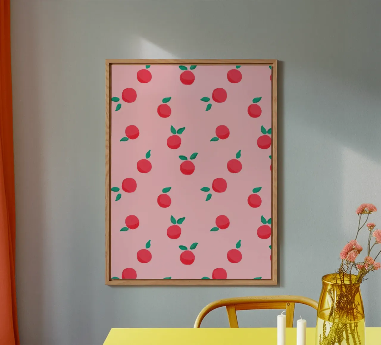 Fresh Summer Peach Fruit Pattern alluminio dibond da showmemars