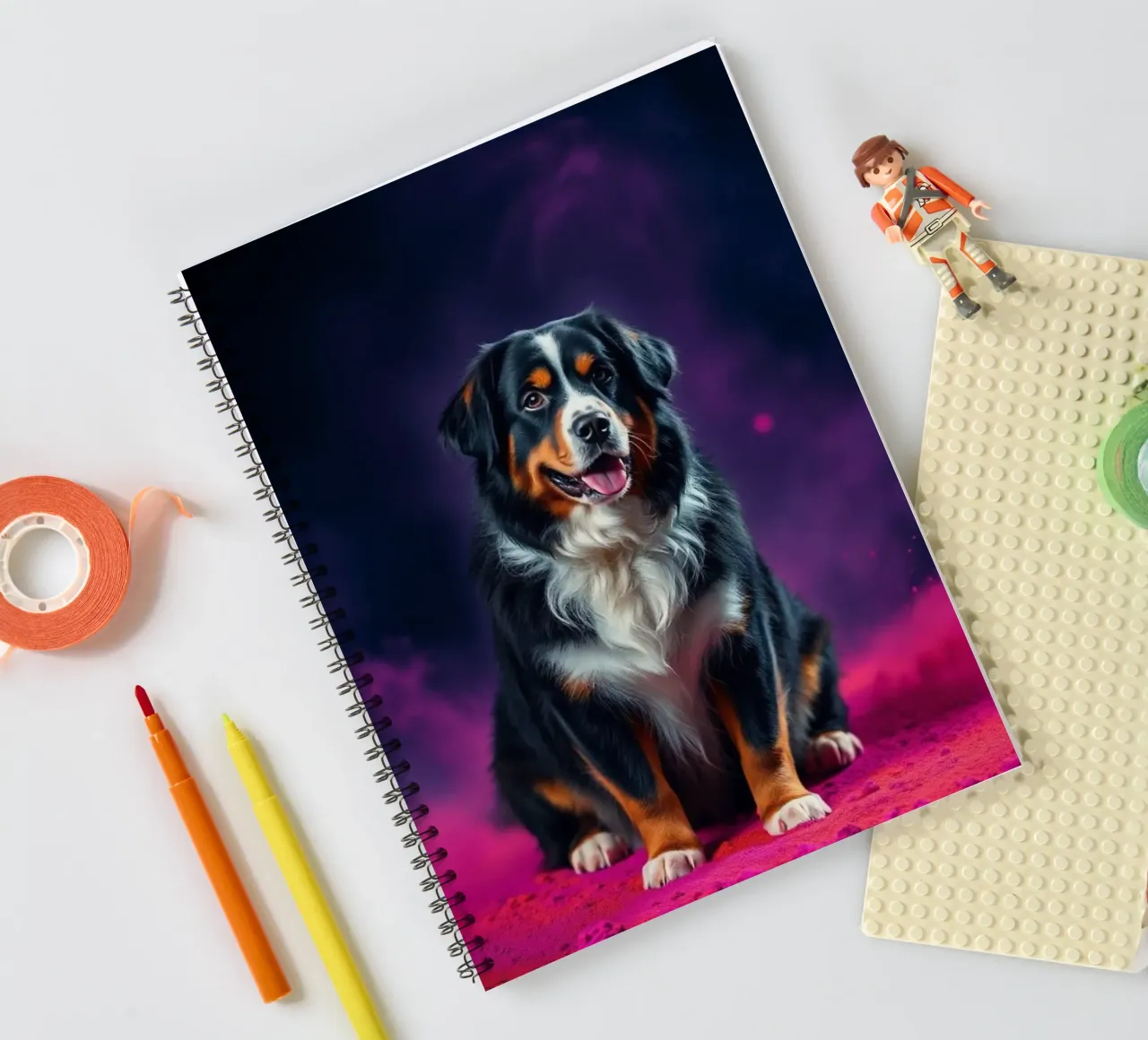 The colorful Bernese Mountain Dog #136 spiral notebook by Yumis.Beargang.and.Me