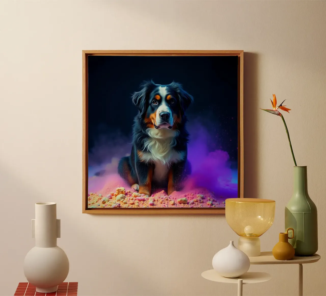The colorful Bernese Mountain Dog #137 canvas by Yumis.Beargang.and.Me