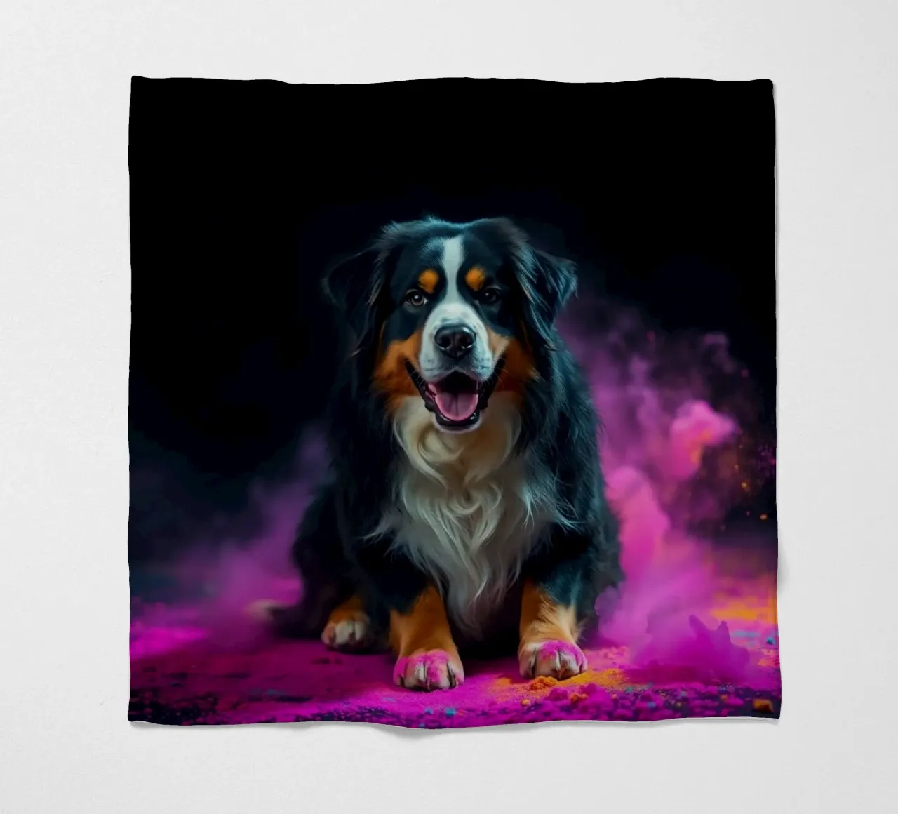 The colorful Bernese Mountain Dog #139 fleece blanket by Yumis.Beargang.and.Me