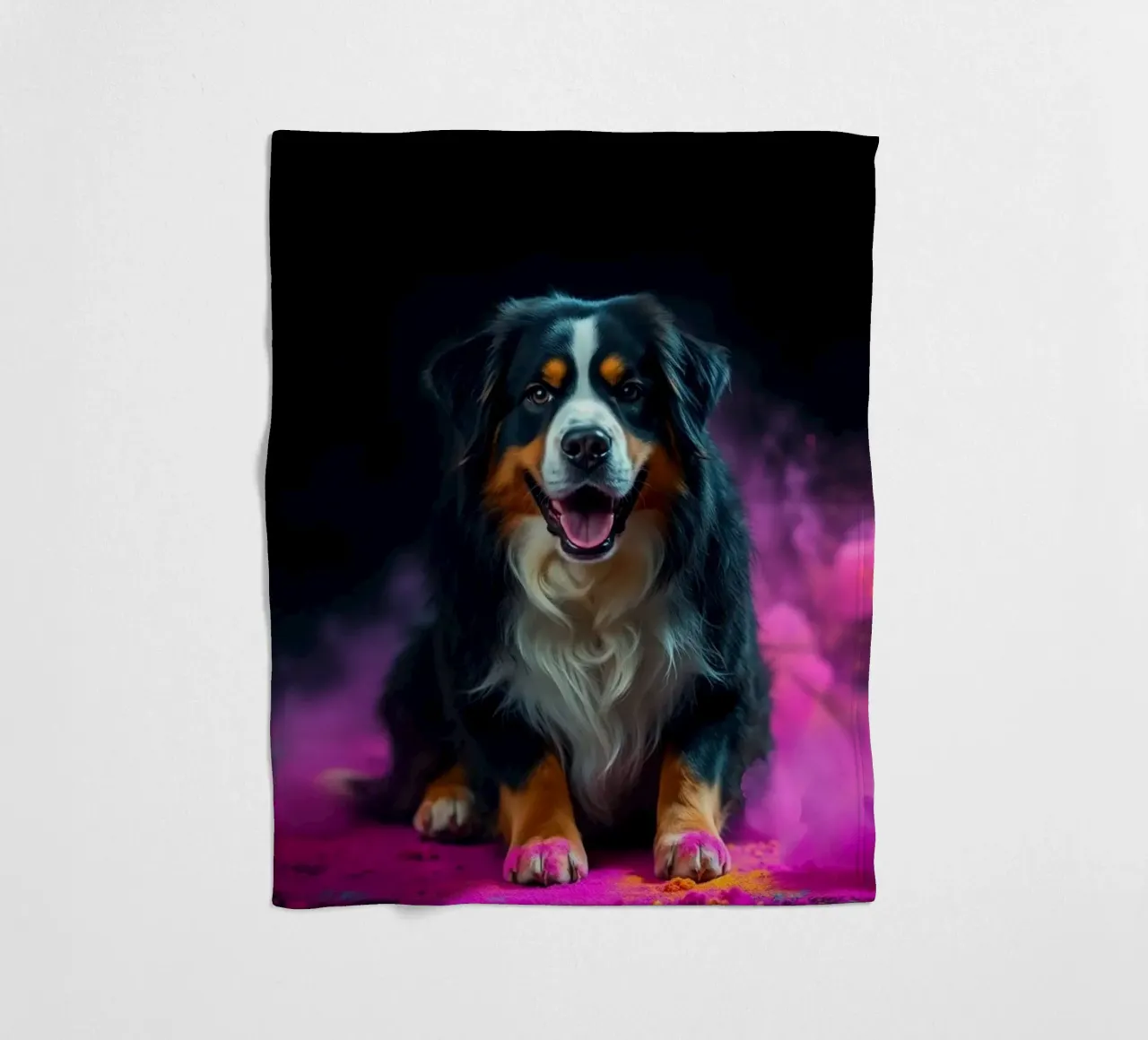 The colorful Bernese Mountain Dog #139 fleece blanket by Yumis.Beargang.and.Me