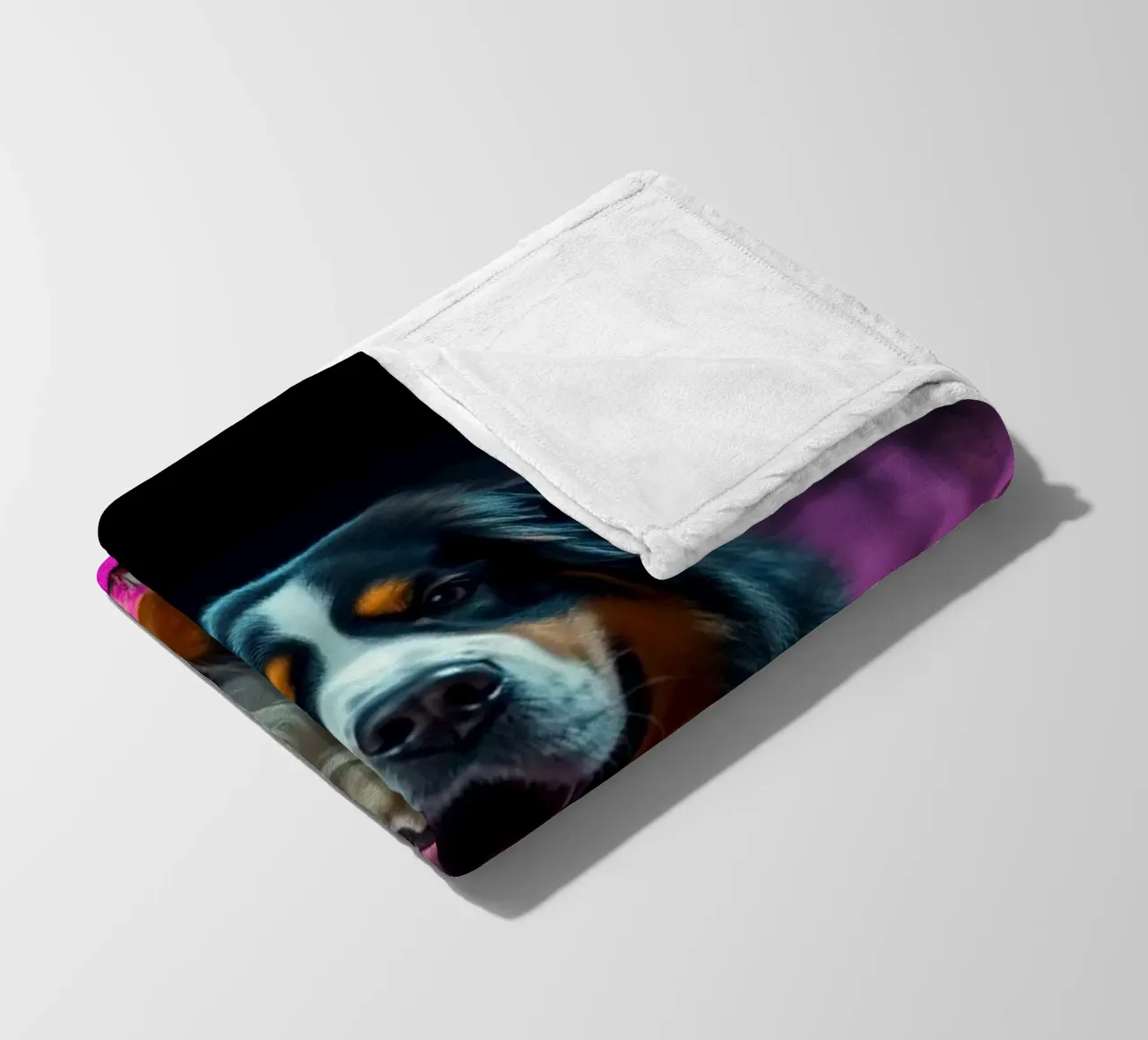 The colorful Bernese Mountain Dog #139 fleece blanket by Yumis.Beargang.and.Me
