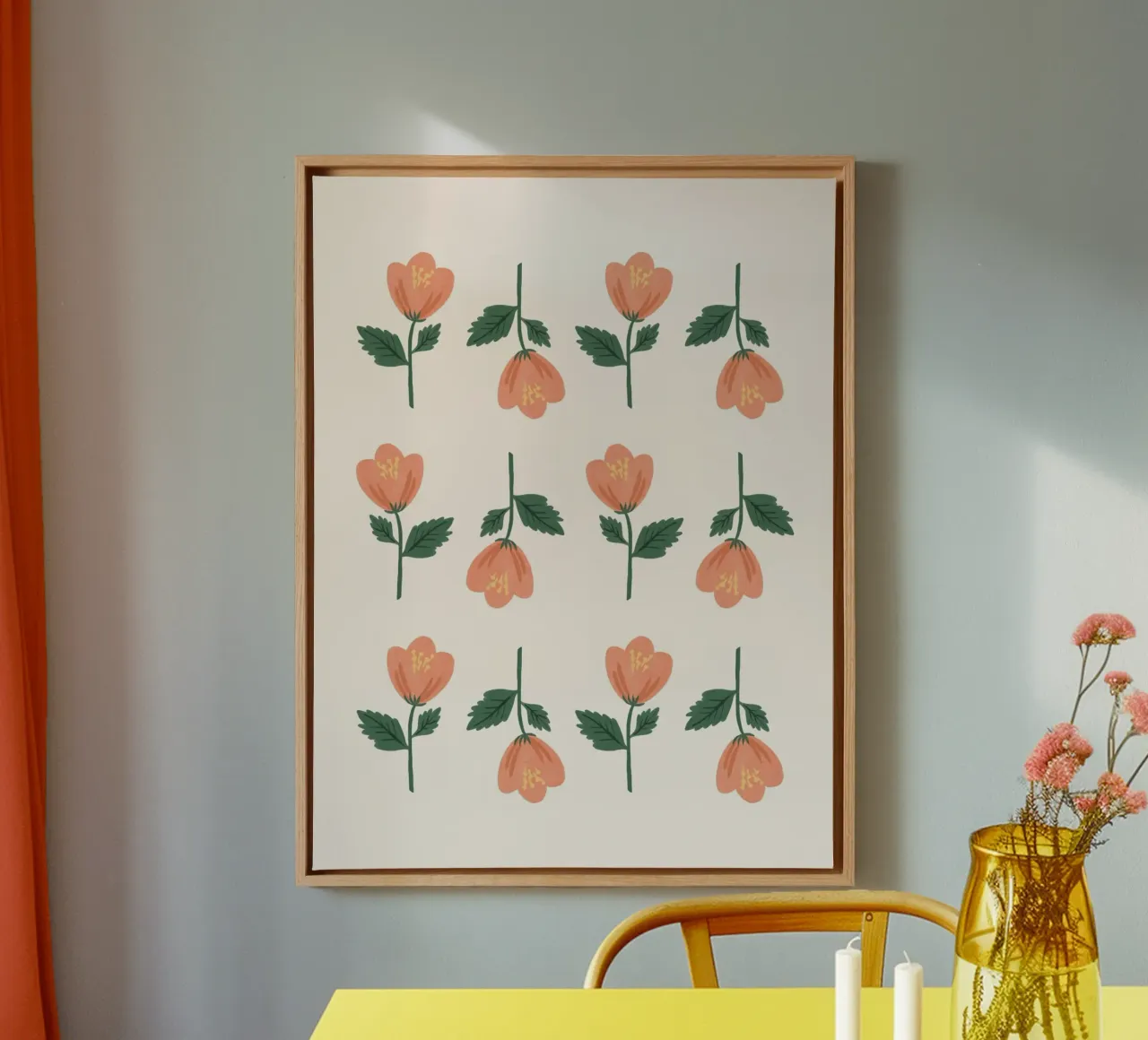 Modello a fiori rosa tela con Cornice a cassetta da MoonlightPrint