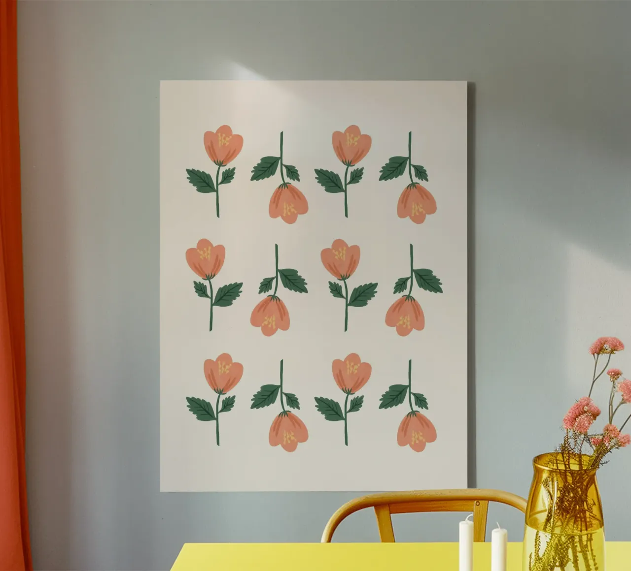 Modello a fiori rosa tela con Cornice a cassetta da MoonlightPrint
