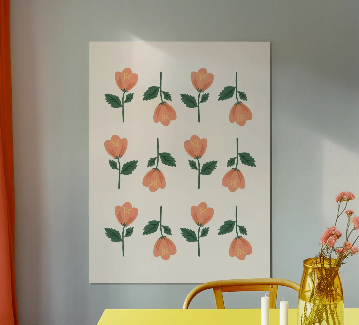 Pink Flower Pattern poster by MoonlightPrint
