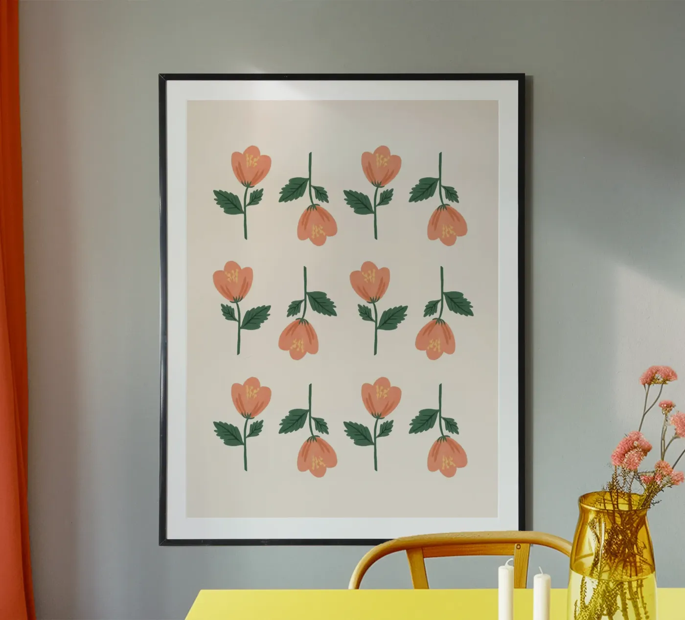 Pink Flower Pattern poster by MoonlightPrint