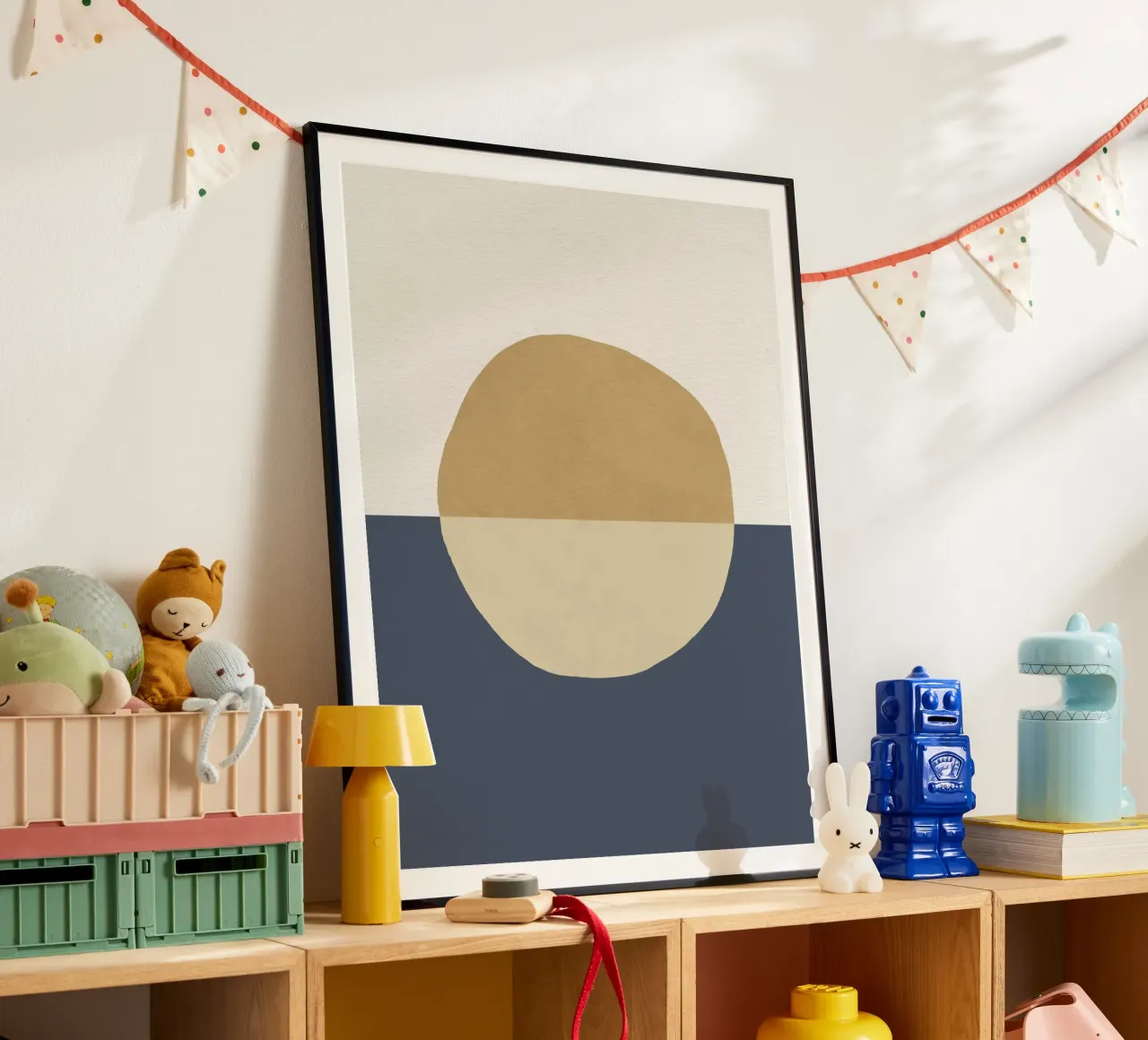 Forme dipinte Horizon 1 poster con telaio in legno da MoonlightPrint