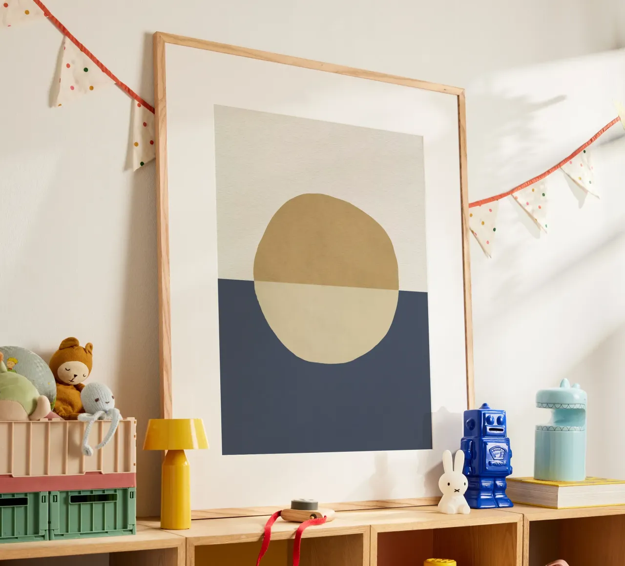 Forme dipinte Horizon 1 poster con telaio in legno da MoonlightPrint