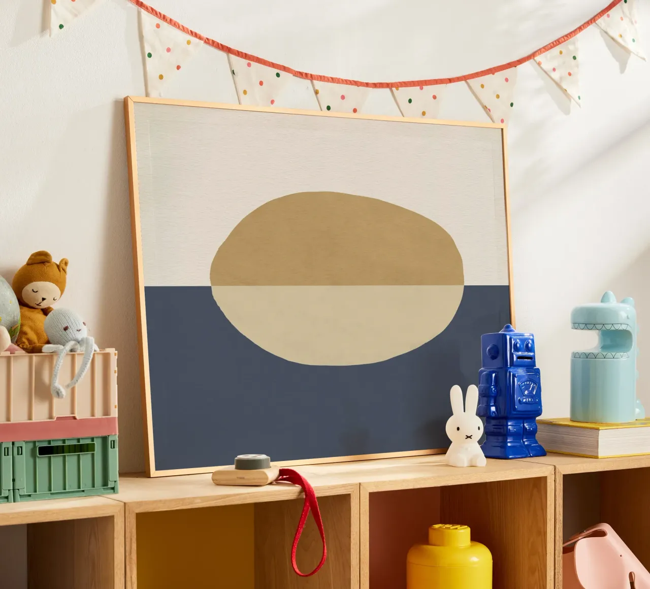 Forme dipinte Horizon 1 poster con telaio in legno da MoonlightPrint