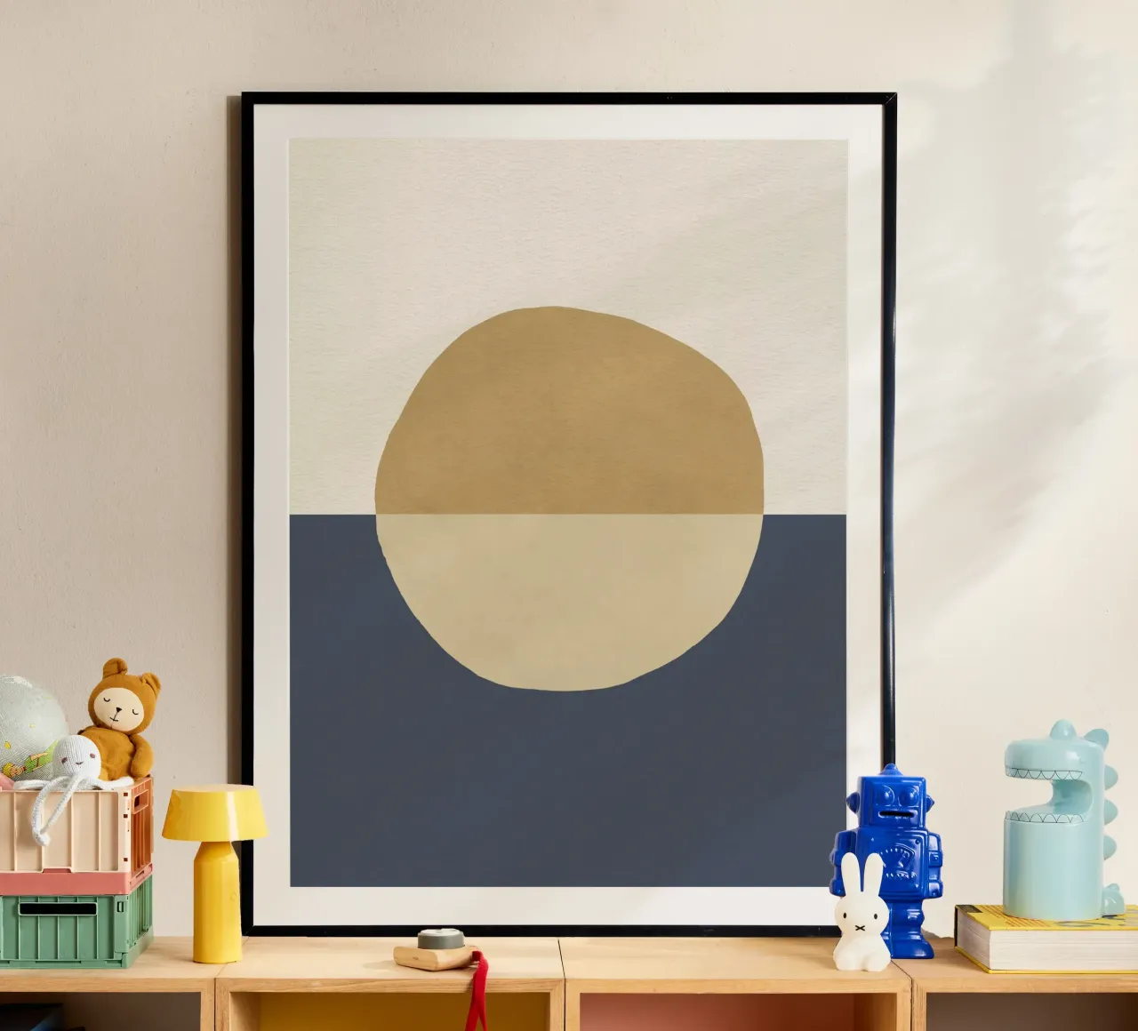 Forme dipinte Horizon 1 poster con telaio in legno da MoonlightPrint