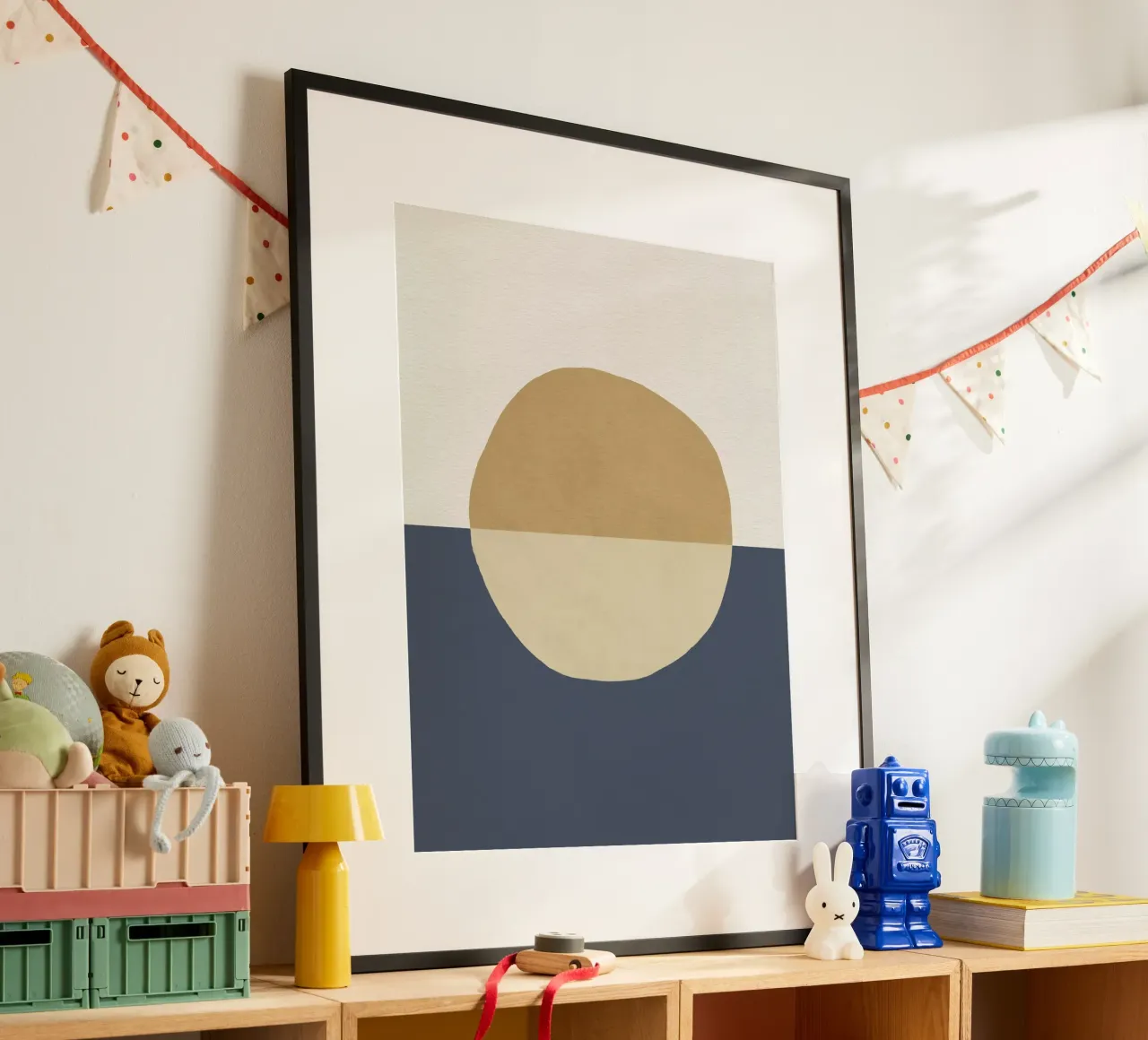 Forme dipinte Horizon 1 poster con telaio in legno da MoonlightPrint