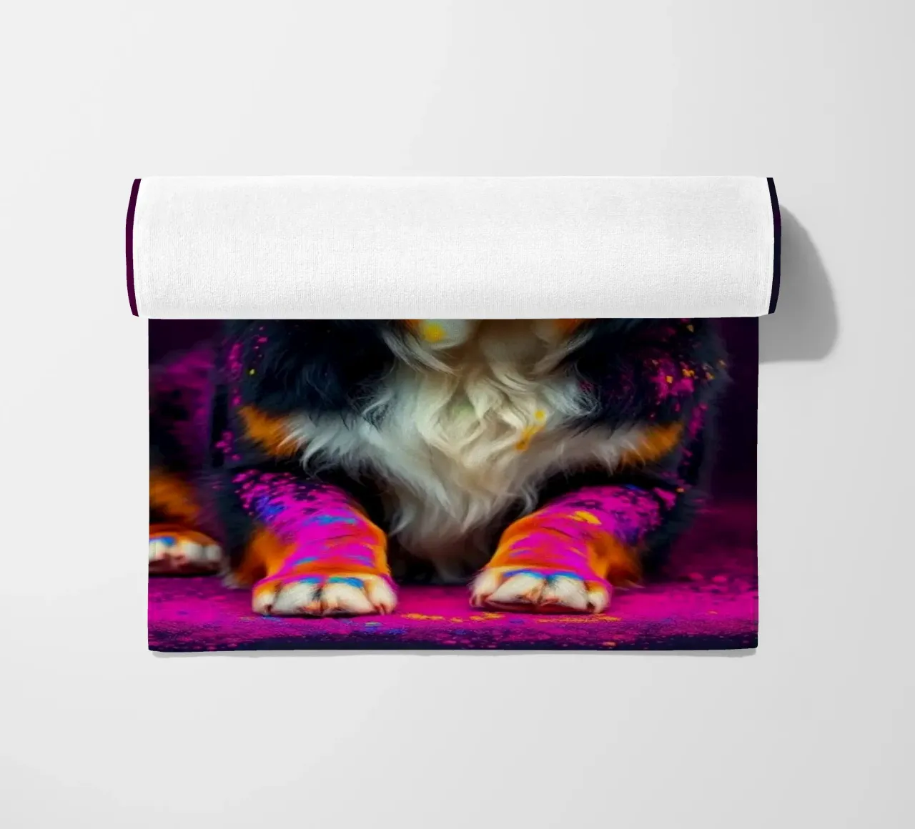 The colorful Bernese Mountain Dog #141 beach towel by Yumis.Beargang.and.Me