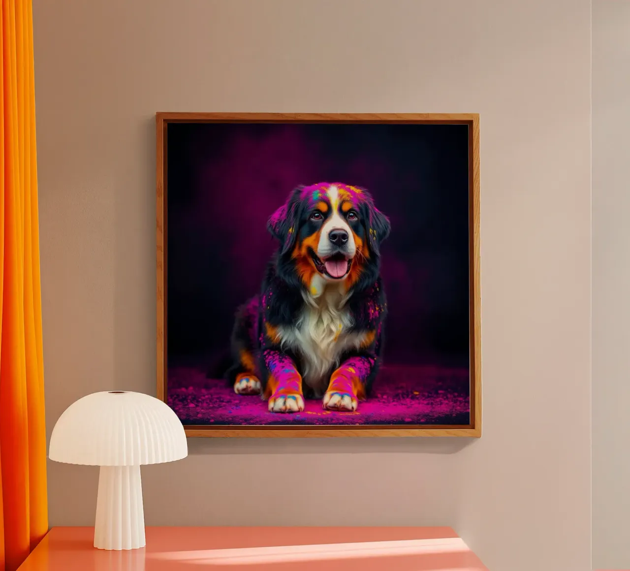 The colorful Bernese Mountain Dog #141 acrylic glass by Yumis.Beargang.and.Me