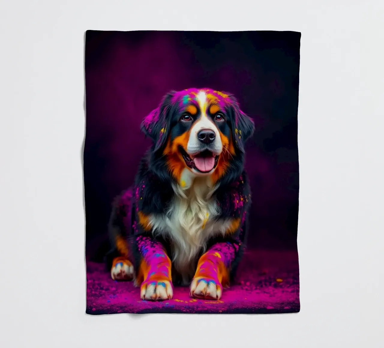 The colorful Bernese Mountain Dog #141 fleece blanket by Yumis.Beargang.and.Me