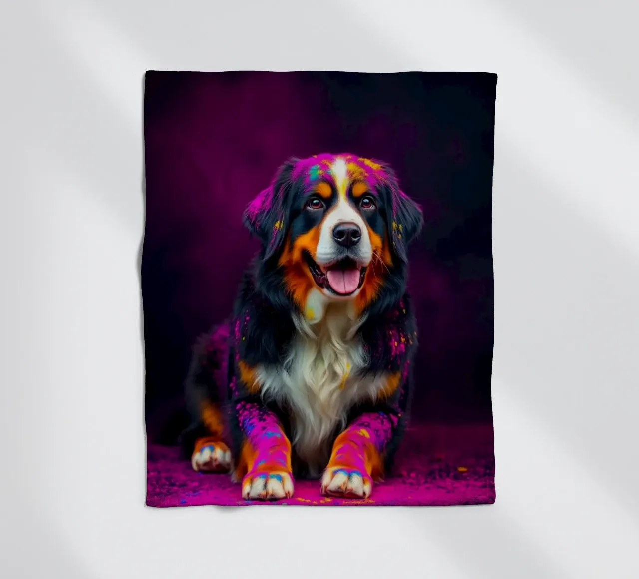 The colorful Bernese Mountain Dog #141 fleece blanket by Yumis.Beargang.and.Me