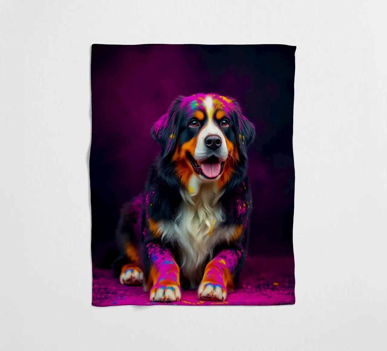 The colorful Bernese Mountain Dog #141 fleece blanket by Yumis.Beargang.and.Me