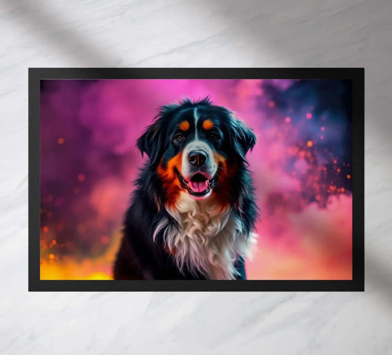 The colorful Bernese Mountain Dog #142 doormat by Yumis.Beargang.and.Me