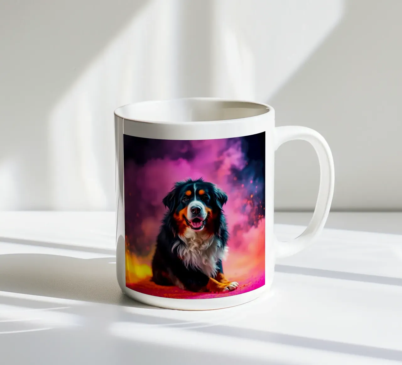 The colorful Bernese Mountain Dog #142 ceramic mug by Yumis.Beargang.and.Me