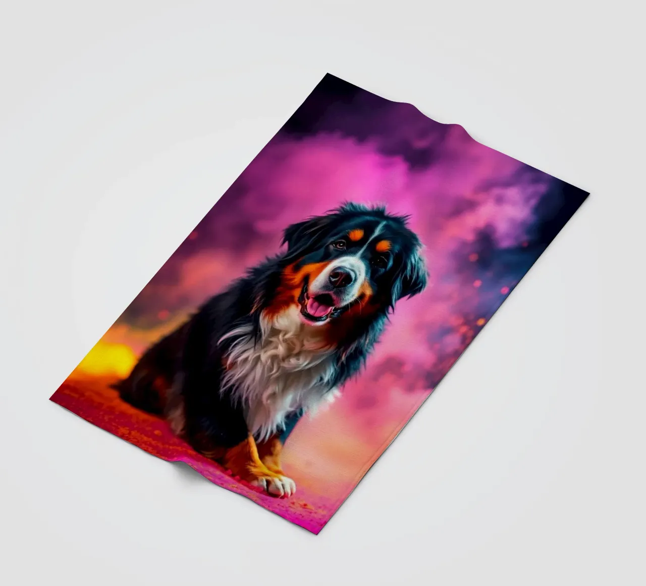 The colorful Bernese Mountain Dog #142 fleece blanket by Yumis.Beargang.and.Me