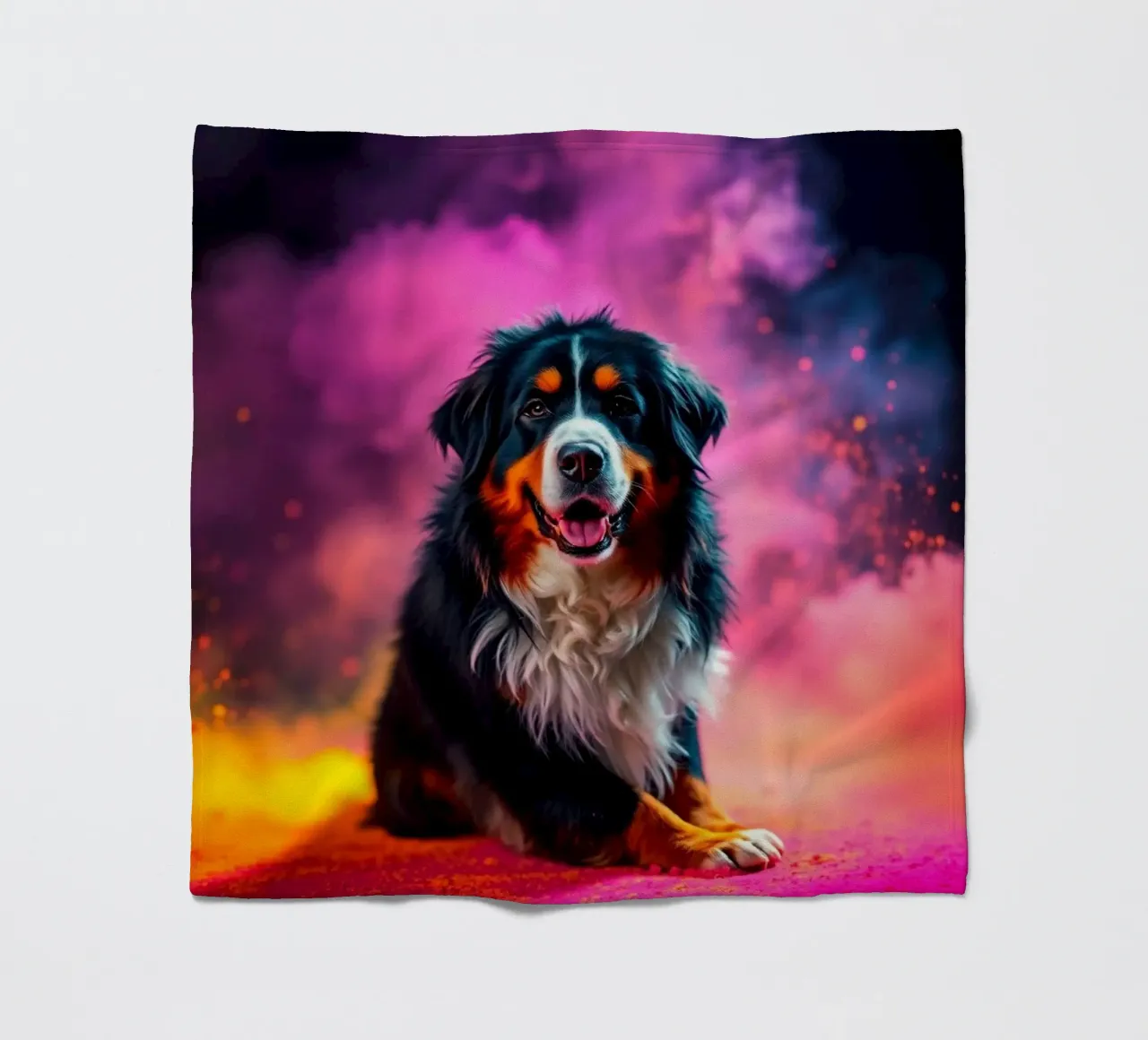The colorful Bernese Mountain Dog #142 fleece blanket by Yumis.Beargang.and.Me